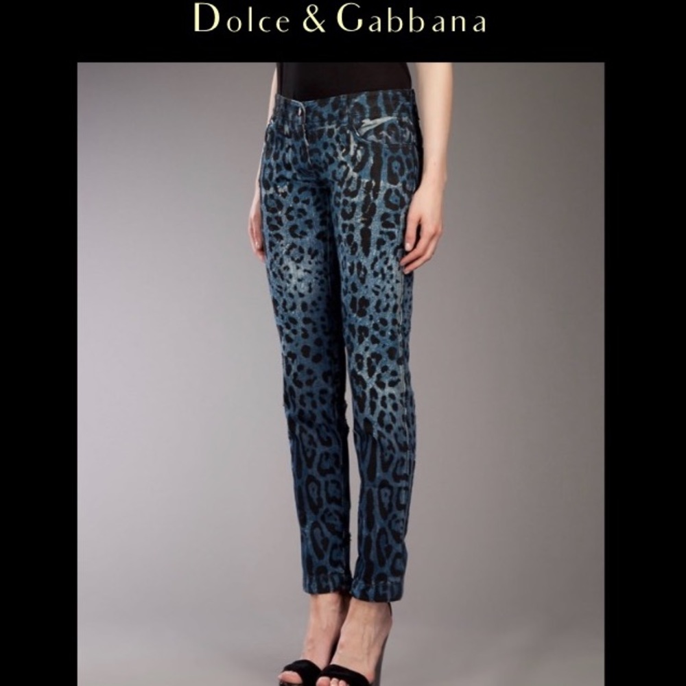 NWOT! Dolce & Gabbana Leopard Print Slim Jeans